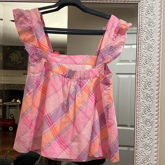 NWTS Lilly Pulitzer Reyna Top Size L Pink Isle Madras Plaid - Picture 7 of 7